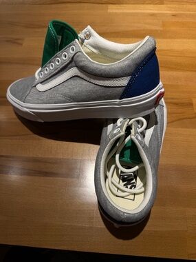 Vans Low Top Sneakers in Gray with Blue & Green Accents